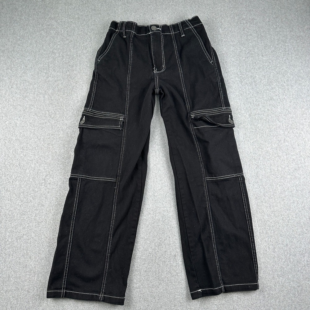 Madden NYC Pants Womens Medium Cargo Black Contrast Stitch WMGP SK S7S